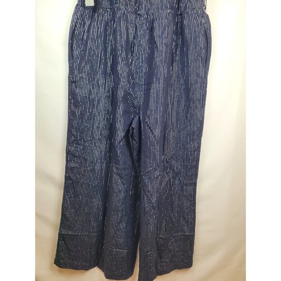 Lane Bryant NWT Lurex Gauze Easy Jumpsuit Martime Blue Silver Shimmer Size 16 - Picture 7 of 9